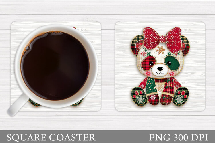 Christmas Panda Coaster. Christmas Coaster Sublimation example image 1
