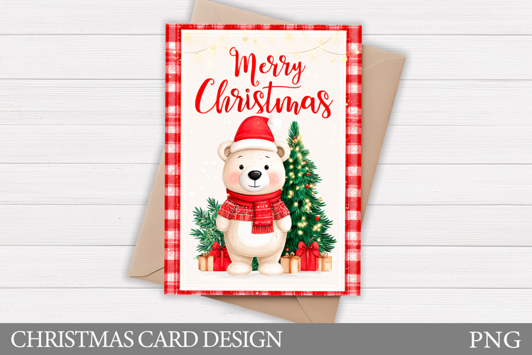 Christmas Bear Card Design. Christmas Card Printable