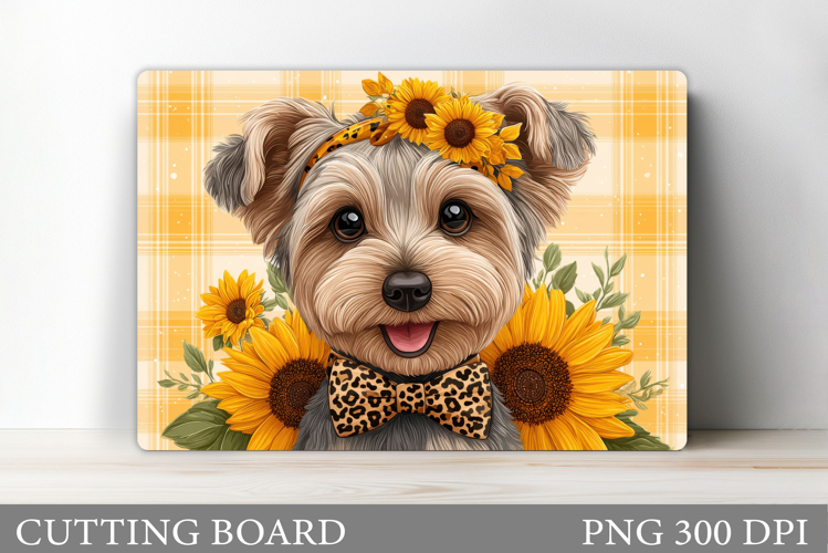 Cute Dog Cutting Board Design. Dog Flowers Cutting Board