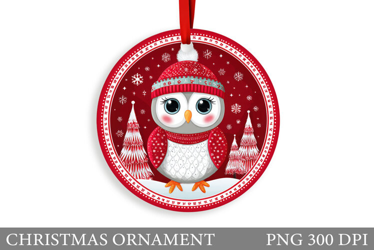 Christmas Owl Christmas Ornament. Christmas Owl Sublimation example image 1
