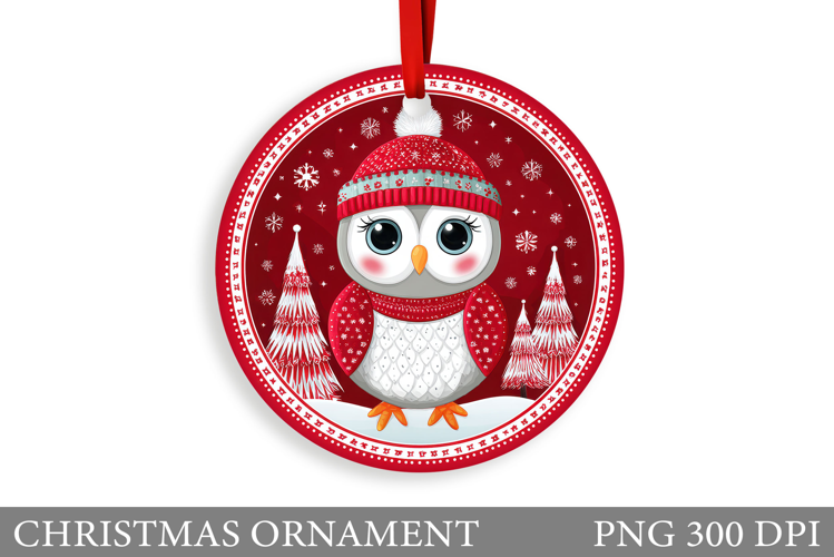Christmas Owl Christmas Ornament. Christmas Owl Sublimation