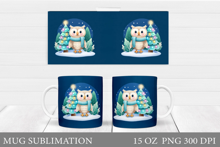 Christmas Owl Mug Design. Christmas Mug Sublimation