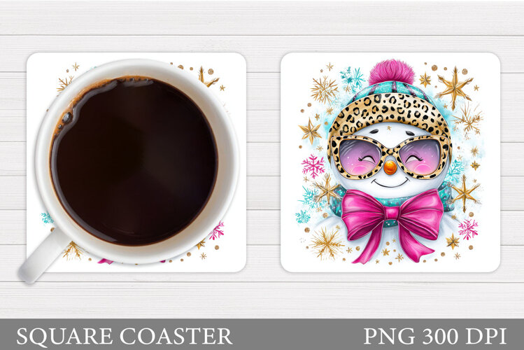 Snowman Coaster Sublimation. Christmas Coaster Design example image 1
