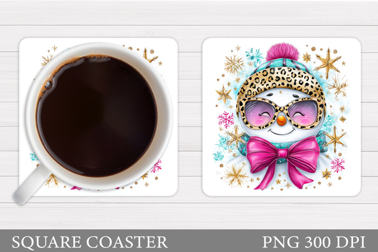 Snowman Coaster Sublimation. Christmas Coaster Design