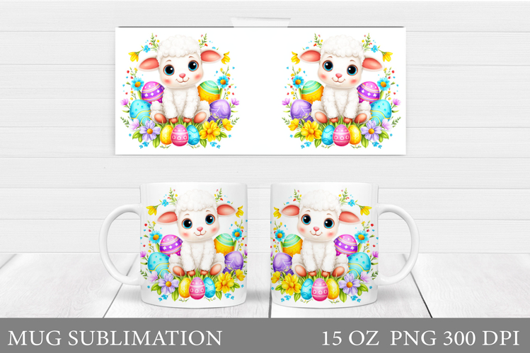 Lamb Easter Mug Sublimation. Easter Lamb Mug Design