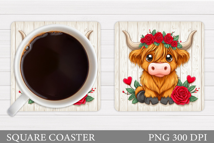 Valentines Cow Coaster Design. Valentines Square Coaster