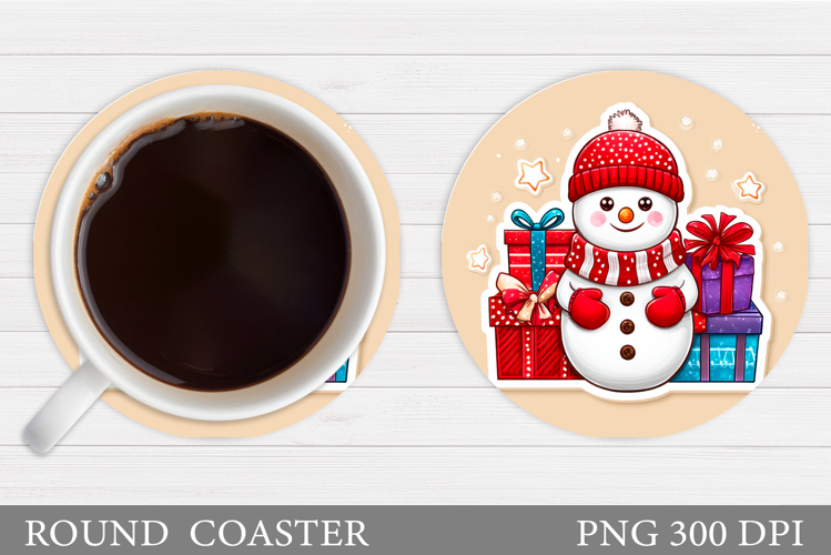 Cute Snowman Coaster. Christmas Coaster Sublimation