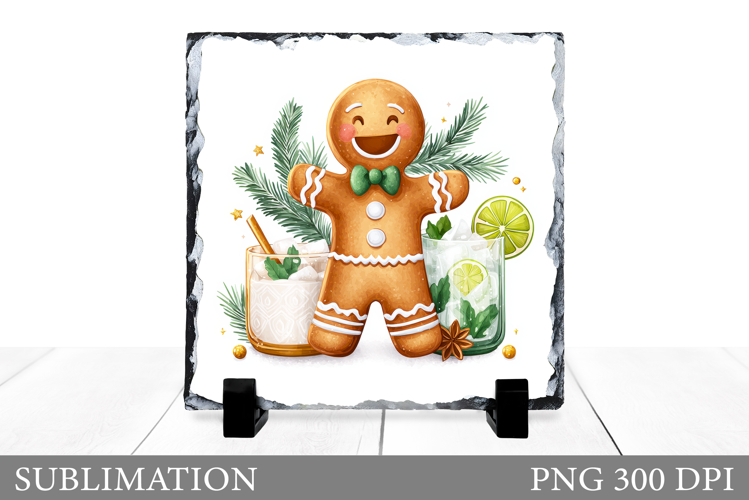 Cute Gingerbread Sublimation. Gingerbread Slate Design