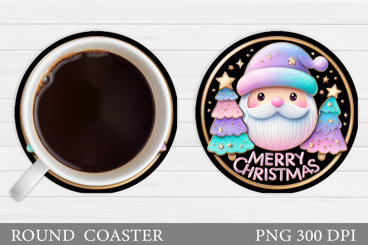 Cute Santa Coaster Sublimation. Funny Santa Claus Coaster