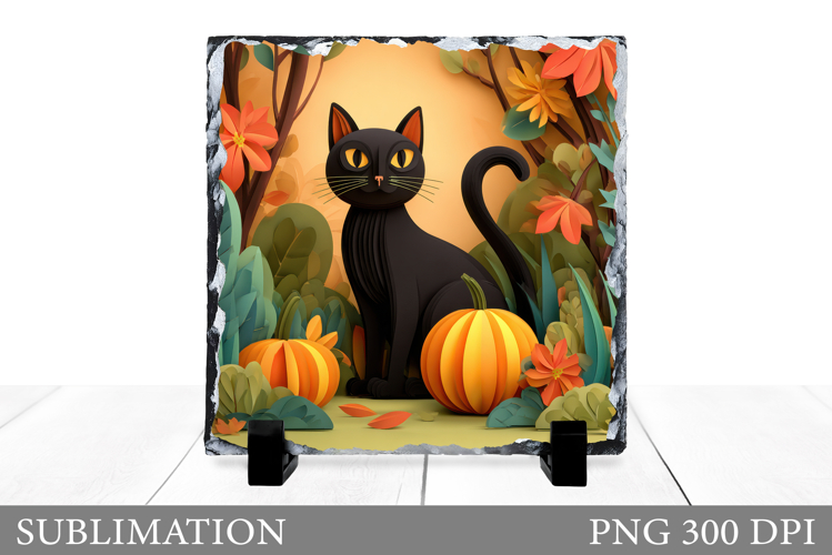 Cute Cat Sublimation. Black Cat Slate Sublimation