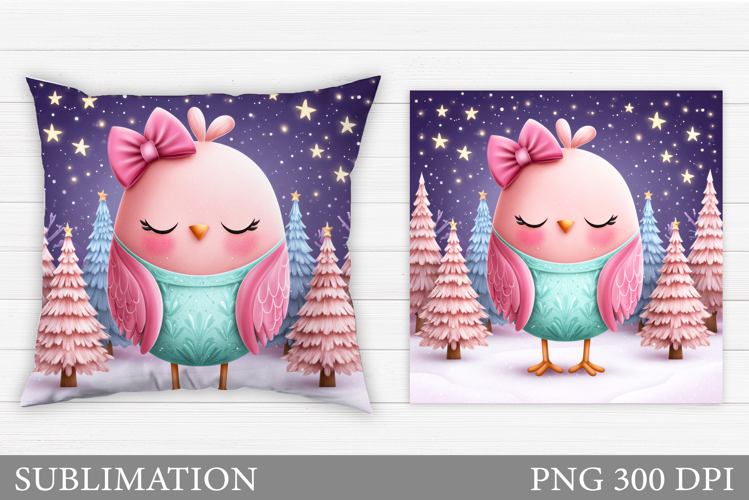 Christmas Bird Pillow Design. Christmas Pillow Sublimation