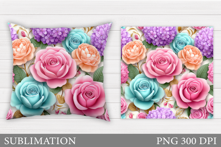 Flowers Pillow Design. Roses Pillow Sublimation