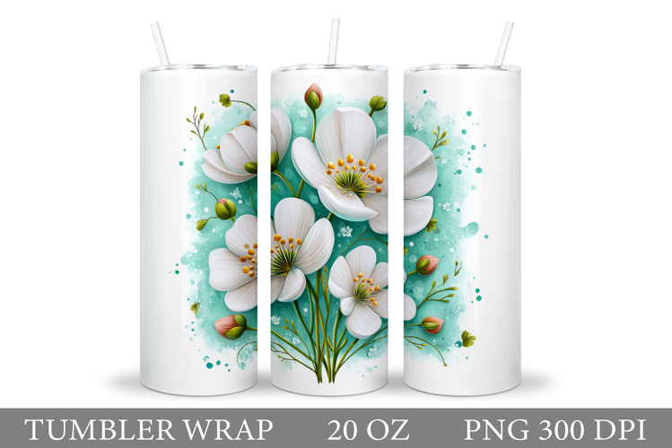 Flowers Tumbler Sublimation. Floral Tumbler Design