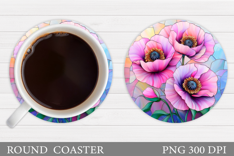 Flowers Round Coaster Sublimation. Flowers Coaster Design