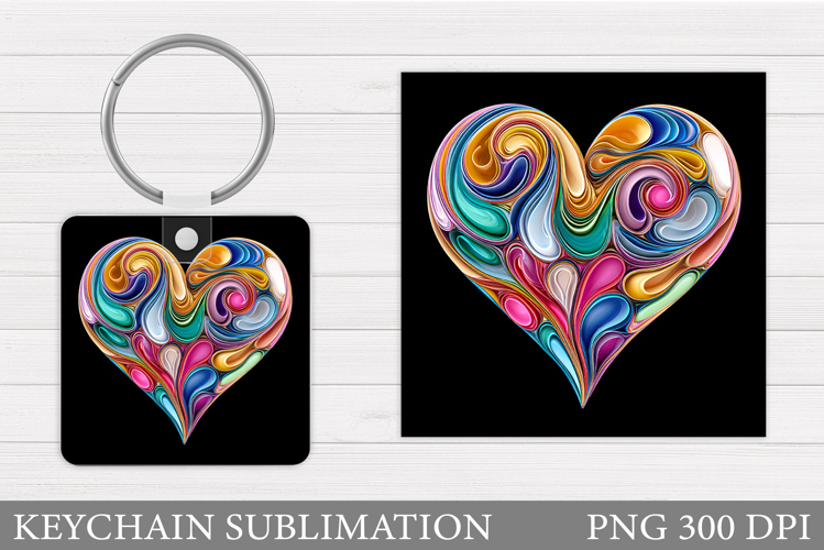 Heart Keychain Sublimation. Valentine Keychain Design