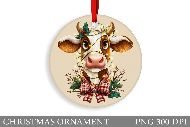 Cute Cow Christmas Ornament. Christmas Ornament Sublimation