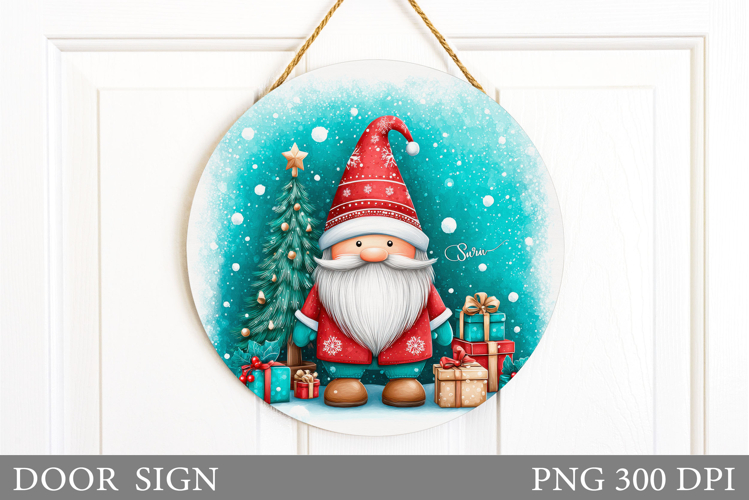 Christmas Gnome Door Sign. Christmas Door Sign Sublimation