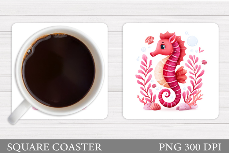 Seahorse Square Coaster. Seahorse Coaster Sublimation