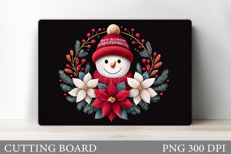 Snowman Cutting Board Design. Christmas Cutting Board example image 1