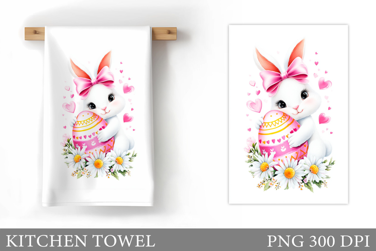 Easter Bunny Kitchen Towel . Easter Kitchen Towel Design