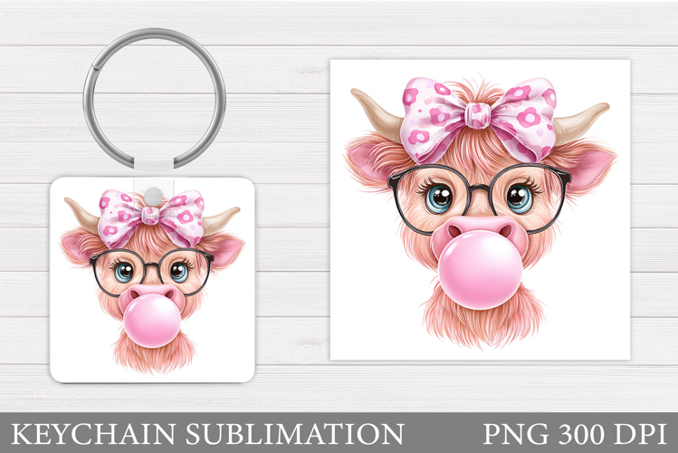 Cute Cow Keychain Design. Cute Cow Sublimation