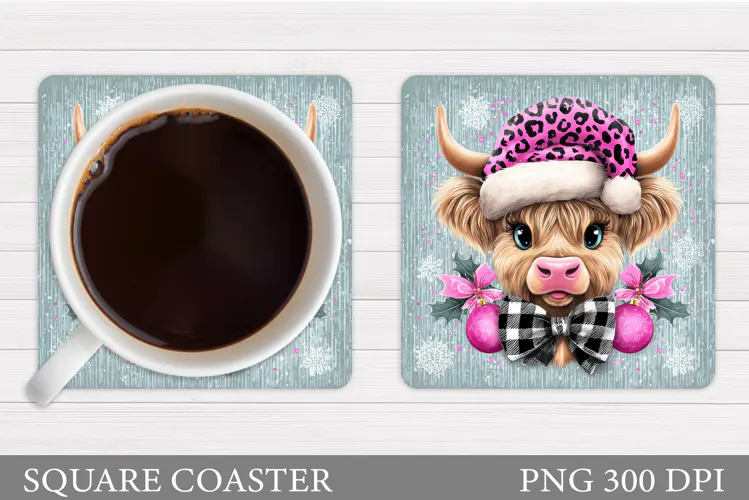 Christmas Cow Coaster. Christmas Cow Coaster Sublimation