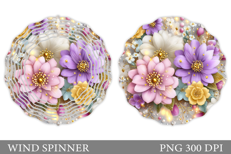 Floral Wind Spinner Sublimation. Flowers Wind Spinner Design