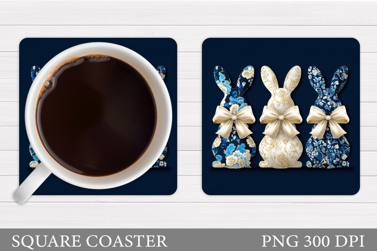 Floral Bunny Coaster. Spring Bunny Coaster Sublimation