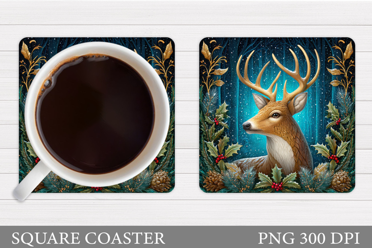 Reindeer Coaster Design. Christmas Coaster Sublimation