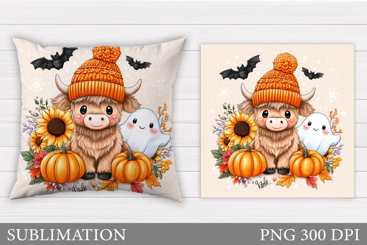 Halloween Cow Pillow. Halloween Pillow Sublimation example image 1