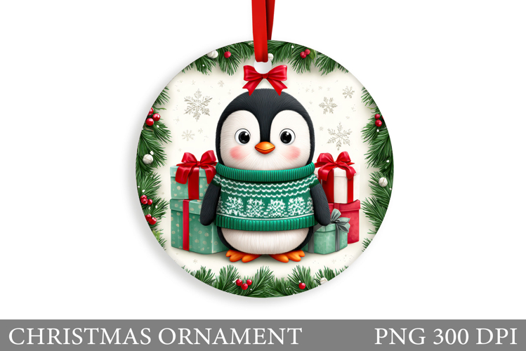Cute Penguin Christmas Ornament. Cute Penguin Sublimation