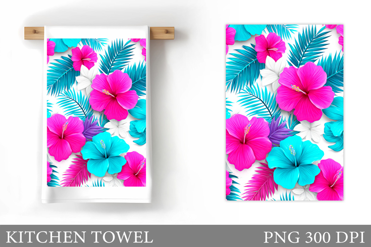 Tropical Flowers Kitchen Towel. Flowers Kitchen Towel Design