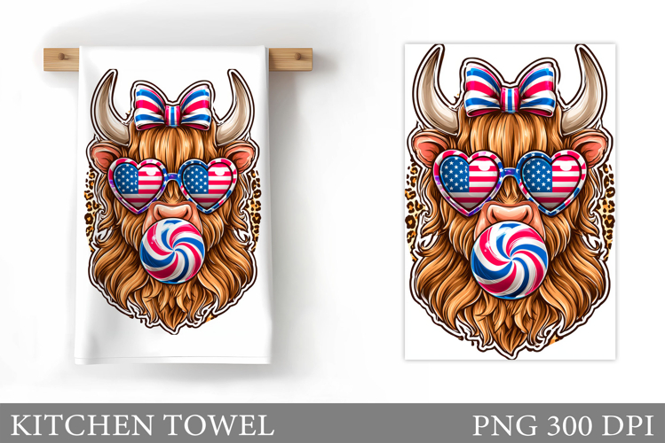 Patriotic Cow Kitchen Towel. Patriotic Kitchen Towel Design example image 1