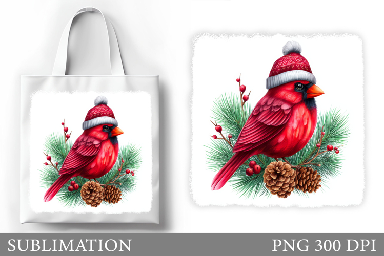 Christmas Cardinal Tote Bag. Christmas Tote Bag Design