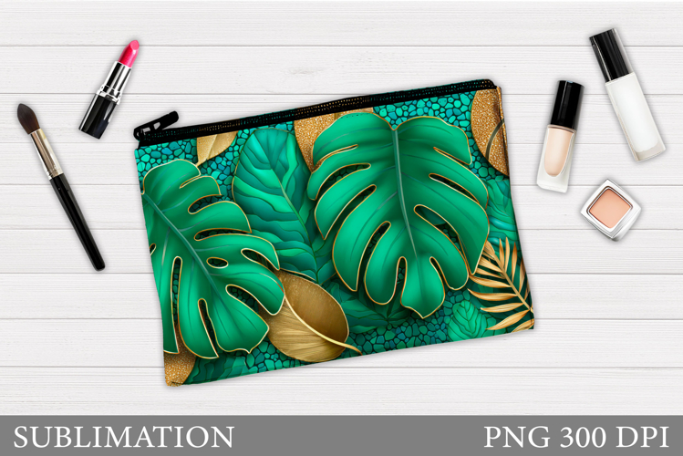Palm Leaves Makeup Bag. Tropical Leaves Makeup Pouch
