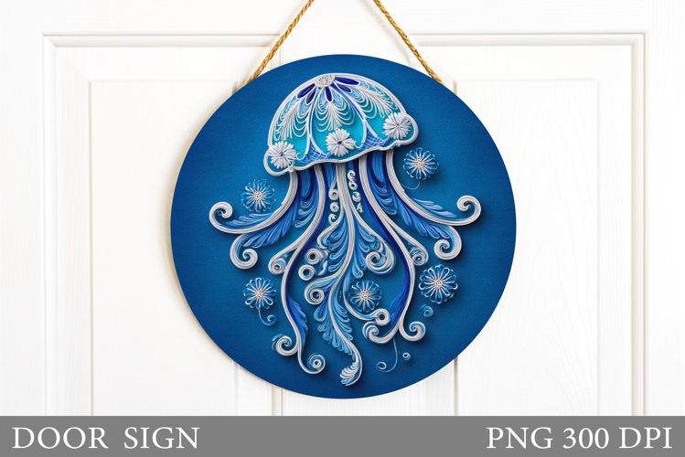 Jellyfish Door Sign Sublimation. Sea Door Sign Design