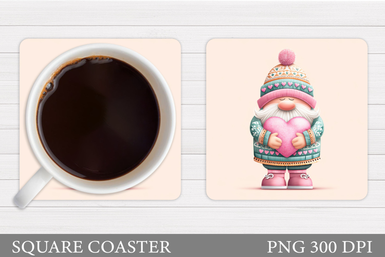 Valentines Gnome Coaster. Valentines Coaster Sublimation