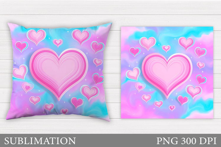 Hearts Pillow Design. Valentines Pillow Sublimation