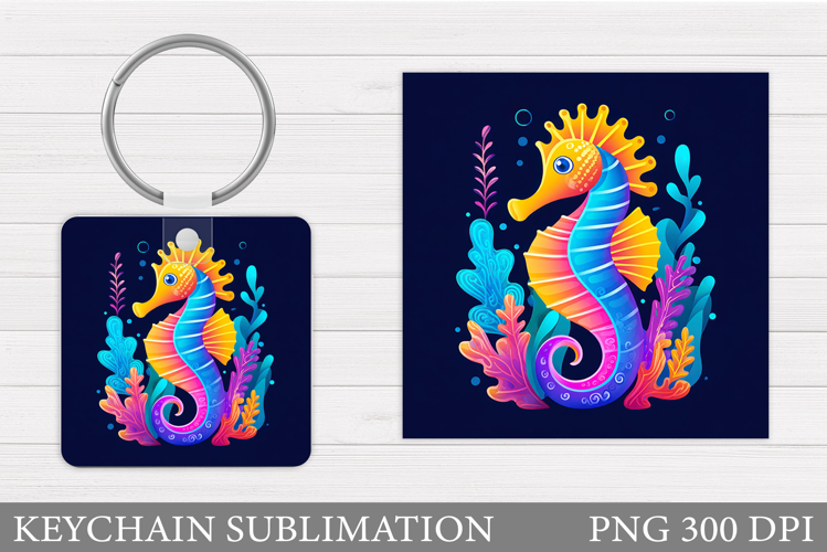 Seahorse Keychain Design. Cute Seahorse Sublimation