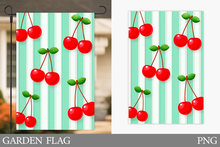 Cherry Garden Flag Design. Cherries Sublimation