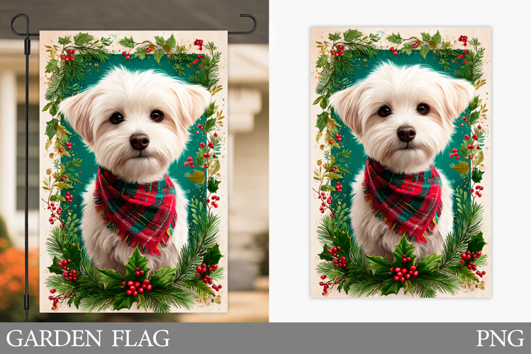 Christmas Dog Garden Flag. Christmas Garden Flag Design