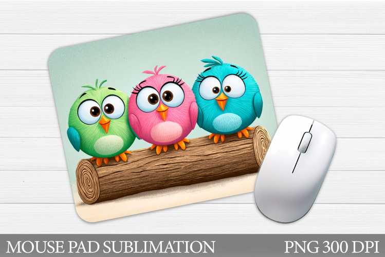 Cute Birds Mouse Pad Design. Funny Birds Mouse Pad