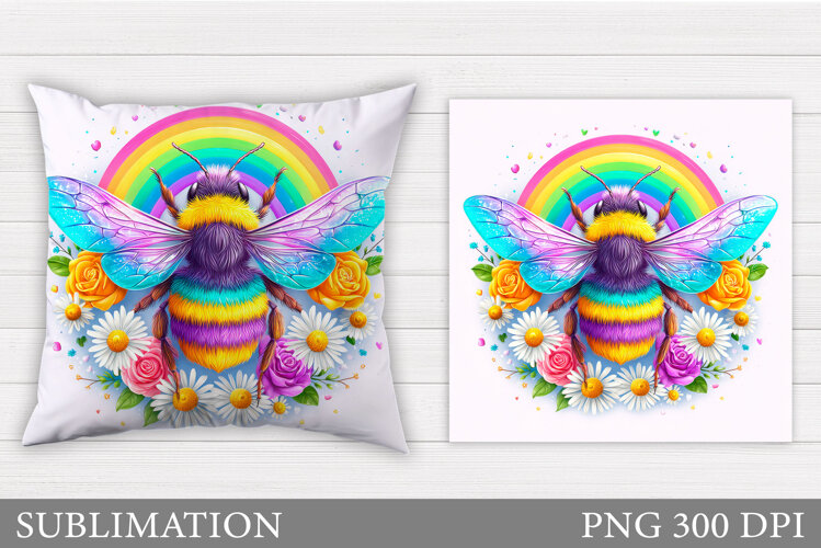 Bee Pillow Sublimation. Bee Sublimation example image 1