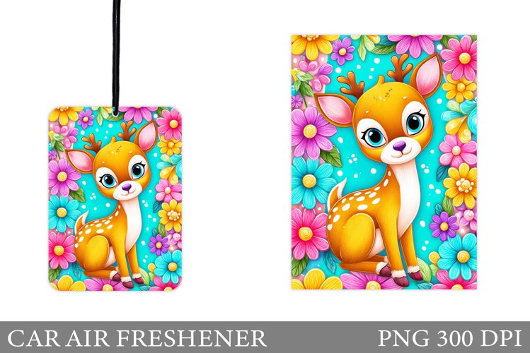 Cute Deer Car Air Freshener. Cute Deer Sublimation
