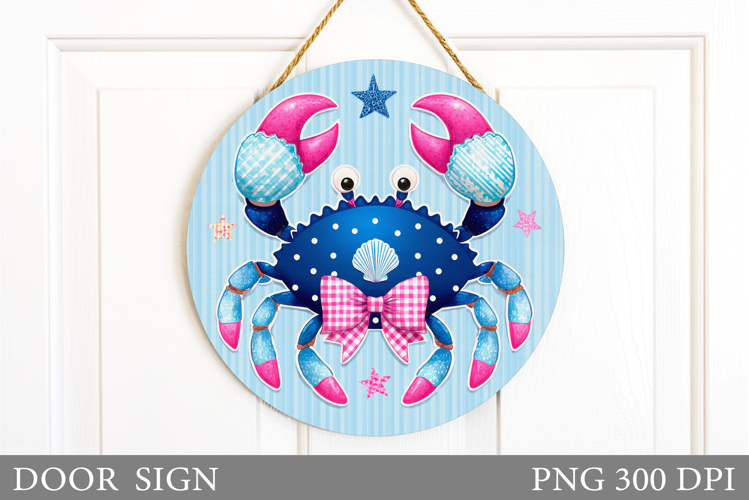 Crab Door Sign Sublimation. Sea Door Sign Design
