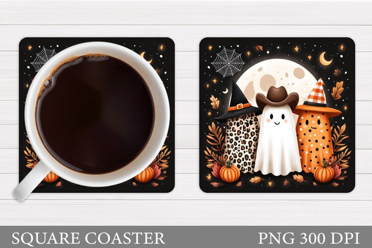 Ghost Coaster Design. Halloween Sublimation example image 1