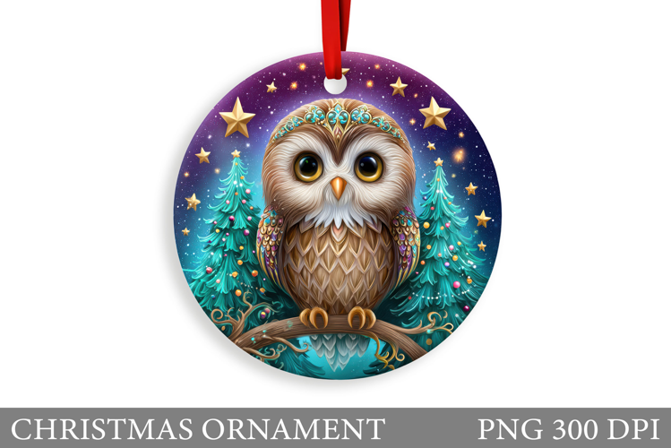 Christmas Owl Christmas Ornament. Christmas Owl Sublimation