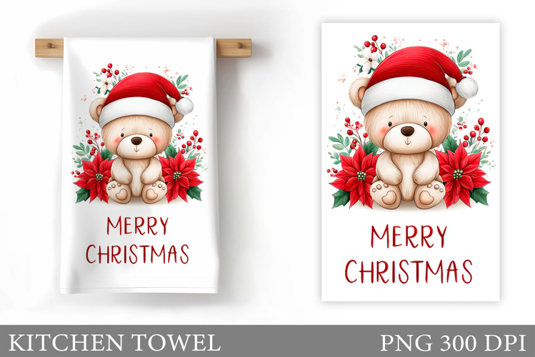 Christmas Bear Kitchen Towel. Christmas Kitchen Towel Design