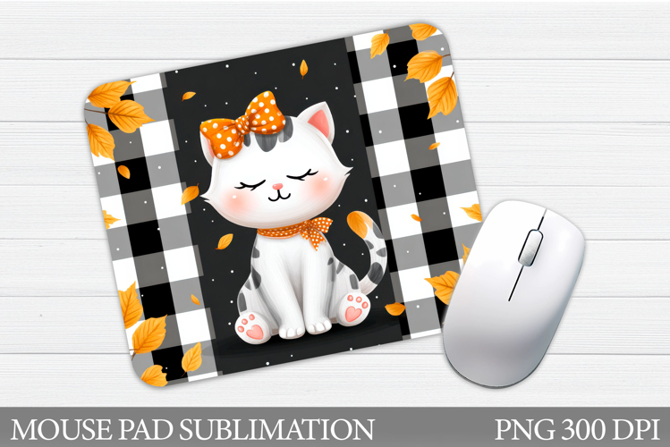 Fall Cat Mouse Pad Sublimation. Fall Mouse Pad Design