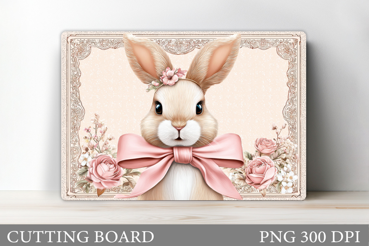 Cute Bunny Cutting Board. Bunny Flowers Cutting Board Design